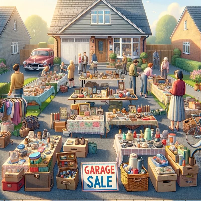 college side hustle ideas: flipping garage sale items