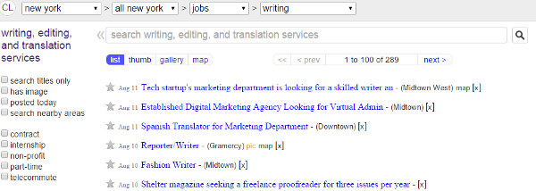 find writing jobs on craigslist