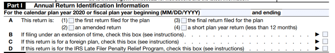 Form 5500-EZ Part 1