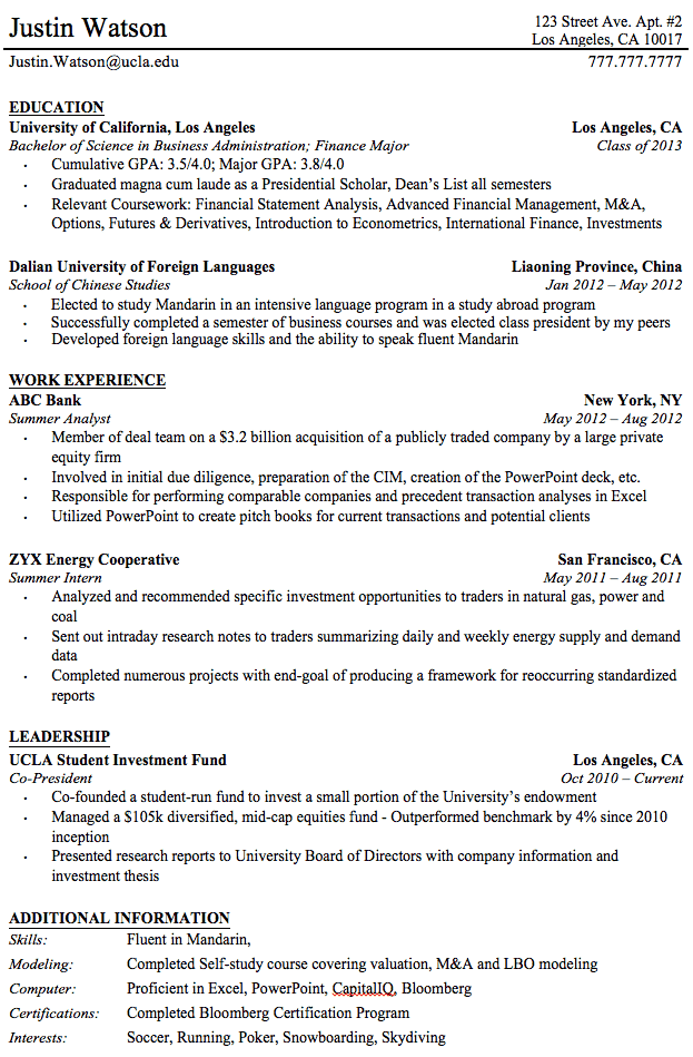 Professional Resume Example