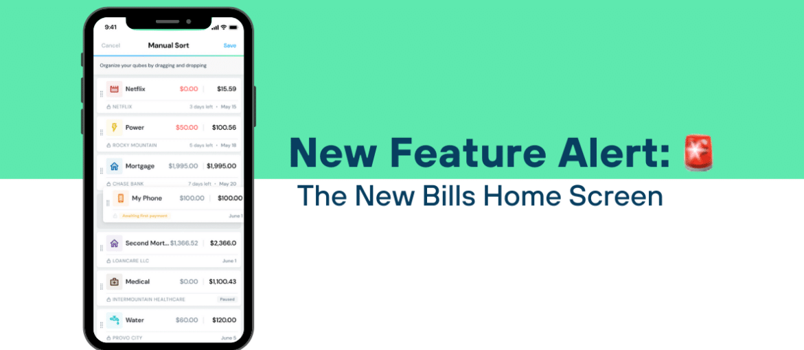 Qube Bills Home Screen