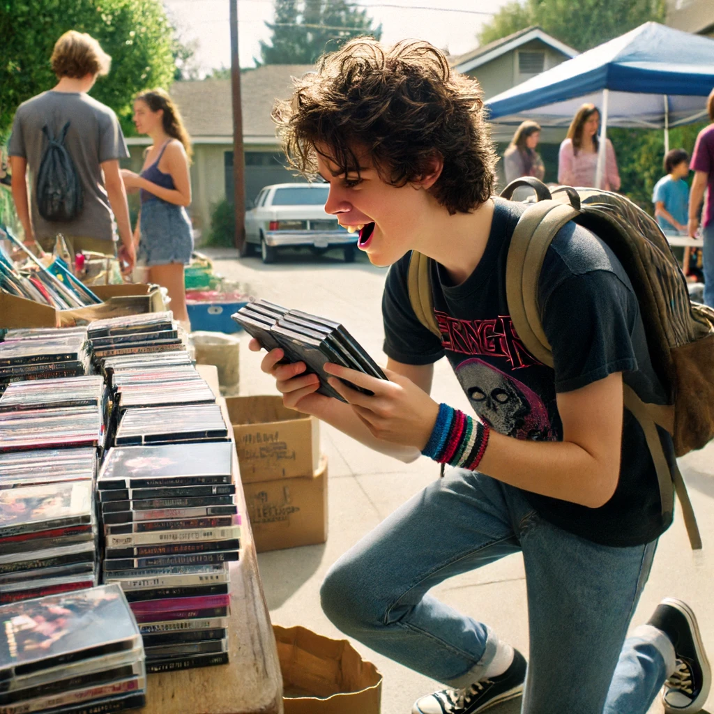 teenager at a garage sale